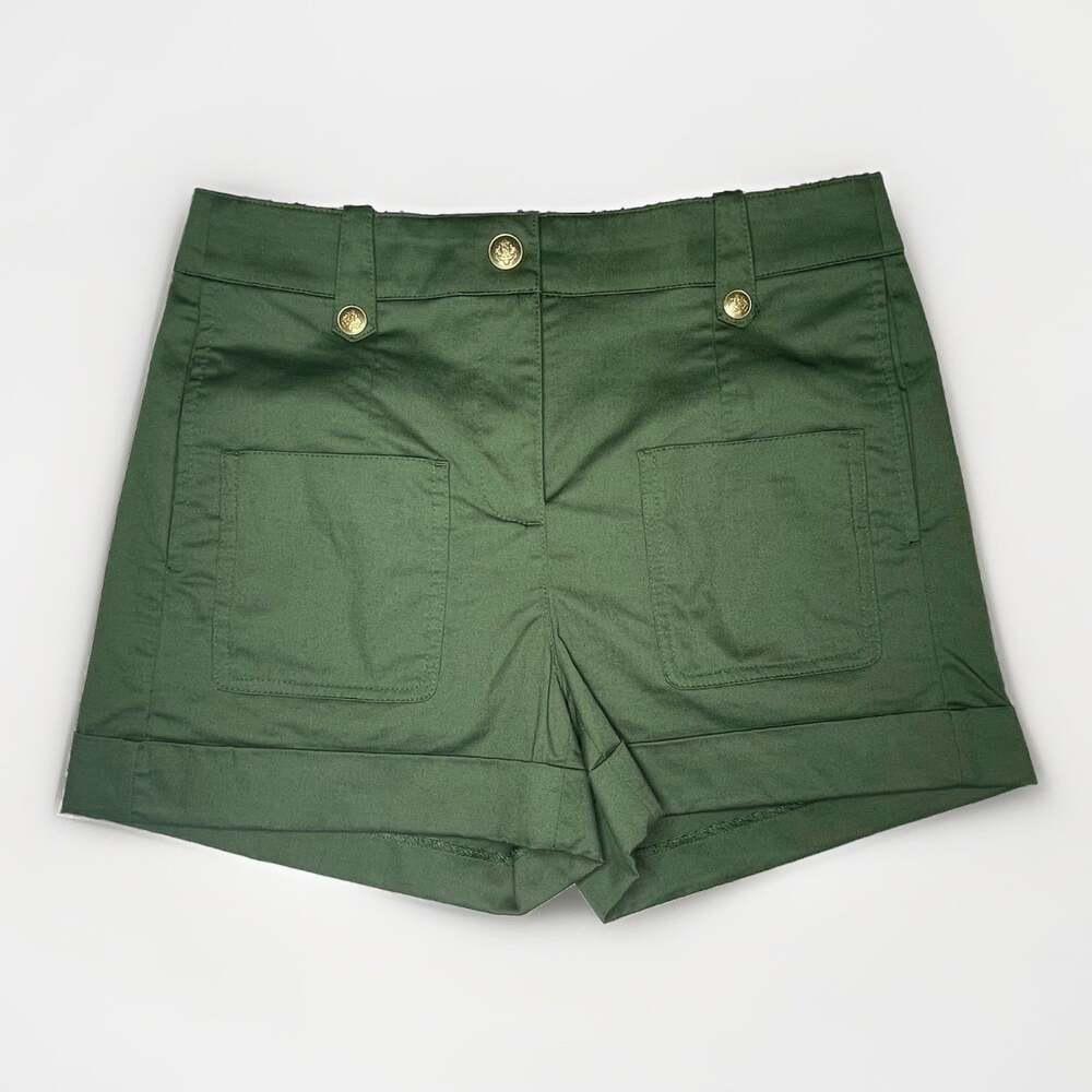 J.Crew Patch PocketsSuit Short 00 Chino Green Gold Button Coastal Preppy Resort